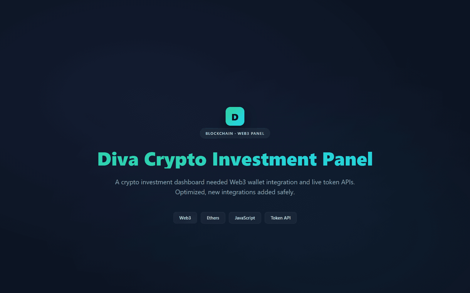 Diva Crypto Investment Panel — Blockchain, Cryptocurrency, Web3 project screenshot by Ustym Kushnir