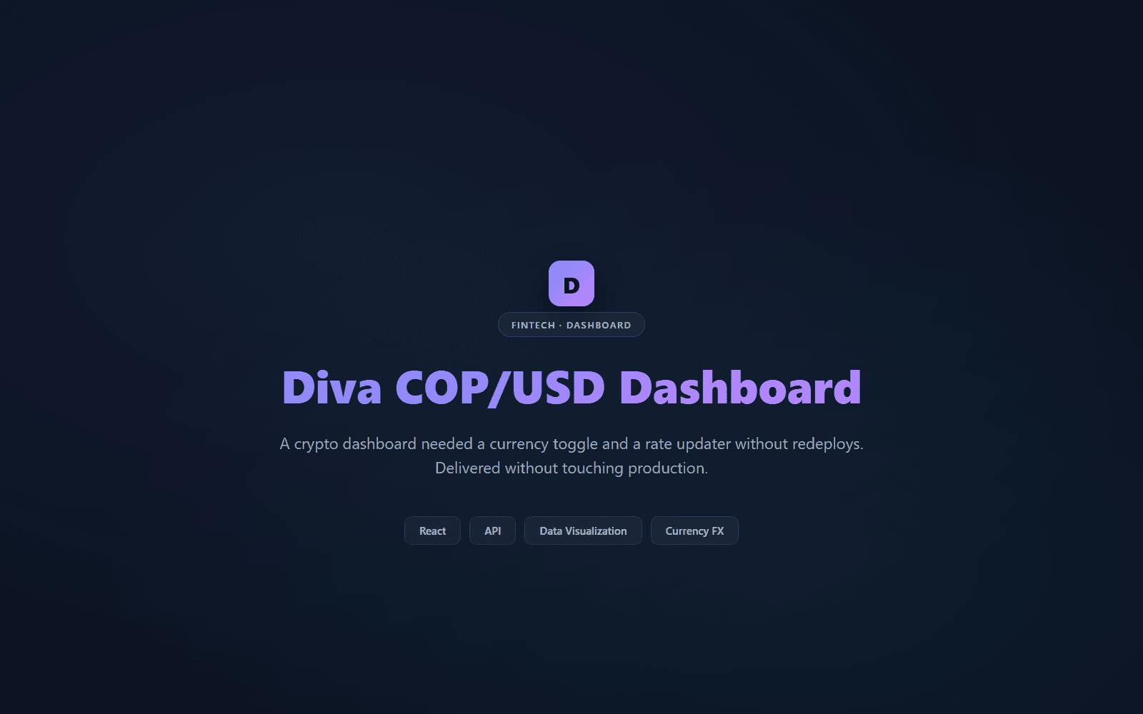 Diva COP/USD Dashboard — Google Sheets, Excel, Word docs project screenshot by Ustym Kushnir