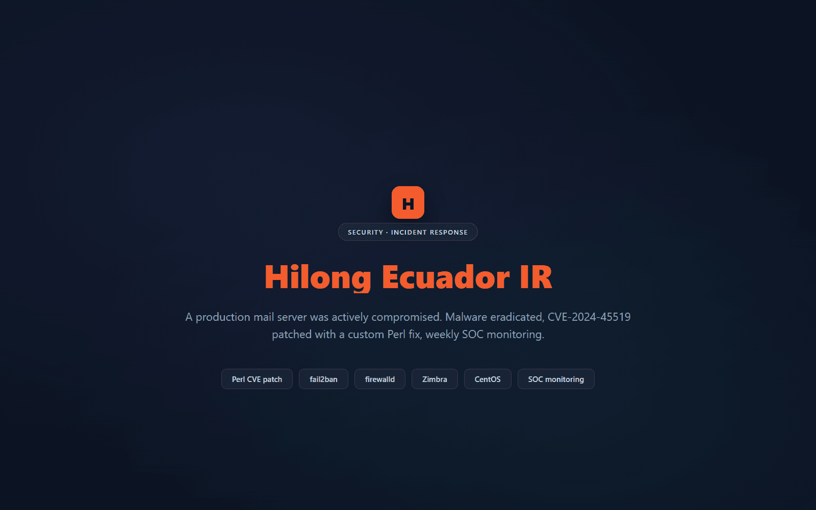 Hilong Ecuador Incident Response — Incident Response, Perl (CVE patch), fail2ban project screenshot by Ustym Kushnir